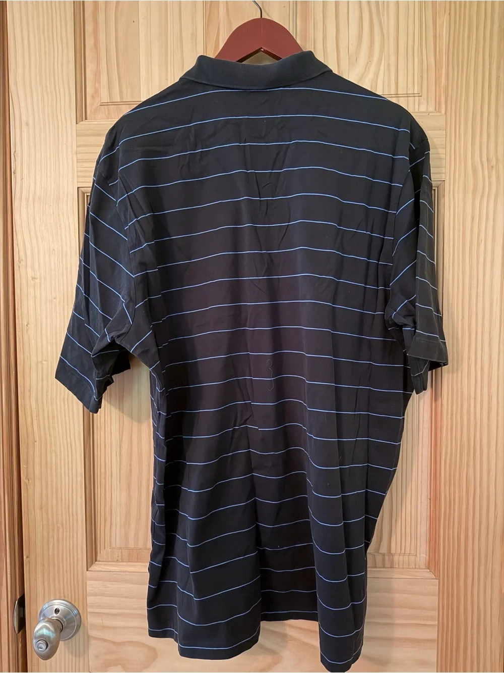 Ralph Lauren Black Polo with Thin Blue Stripes